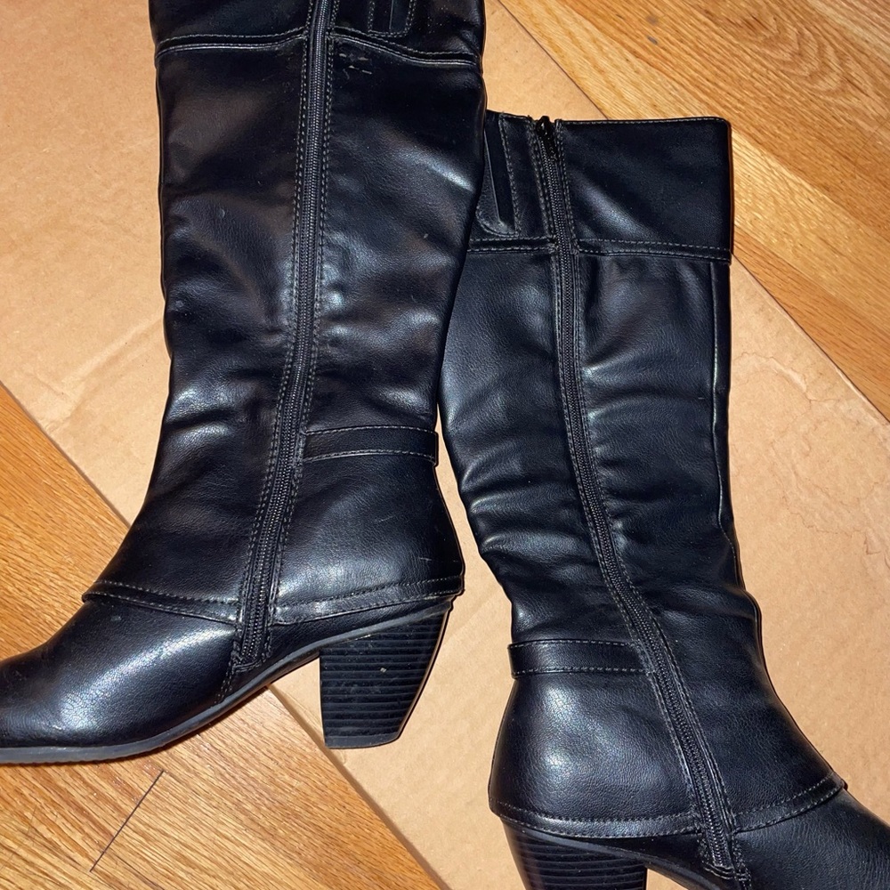 Black Knee High Heel Boots